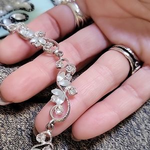 Lovely Petite Silver, Rhinestone Shorr Necklace